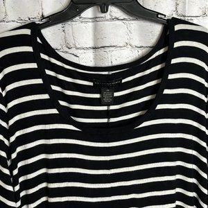 Grace Elements Black and White Stripe Jersey Tunic with Pockets